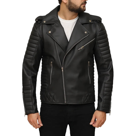 Jordan Black Quilted Motorcycle Leather Jacket