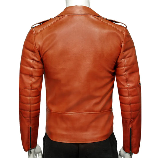 Philip Orange Motorcycle Leather Jacket