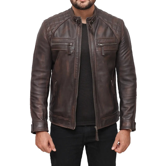 Joseph Distressed Brown Leather Jacket Mens