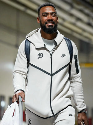 Recreated Los Angeles Dodgers 2026 Nike Tech Fleece Windrunner jacket in grey with full-zip front and structured design