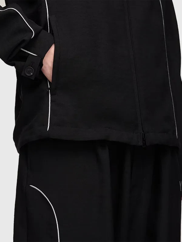 RECREATED Y3 x AMG Mercedes-AMG Petronas Full-Zip Black Track Jacket made with durable track fabric and modern motorsport appeal