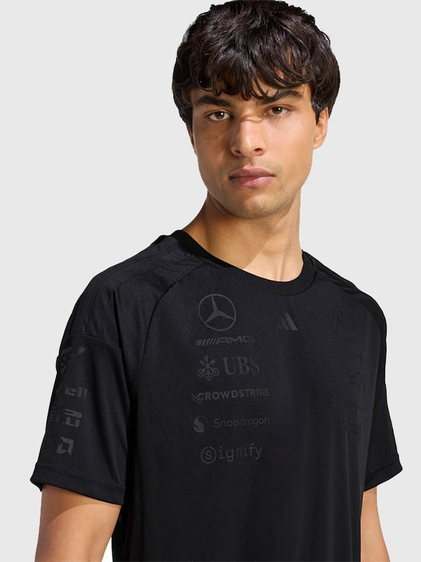 RECREATED Mercedes-AMG Petronas F1 Team Night Driver Performance T-Shirt by Adidas offering lightweight comfort with contemporary fan-inspired aesthetics