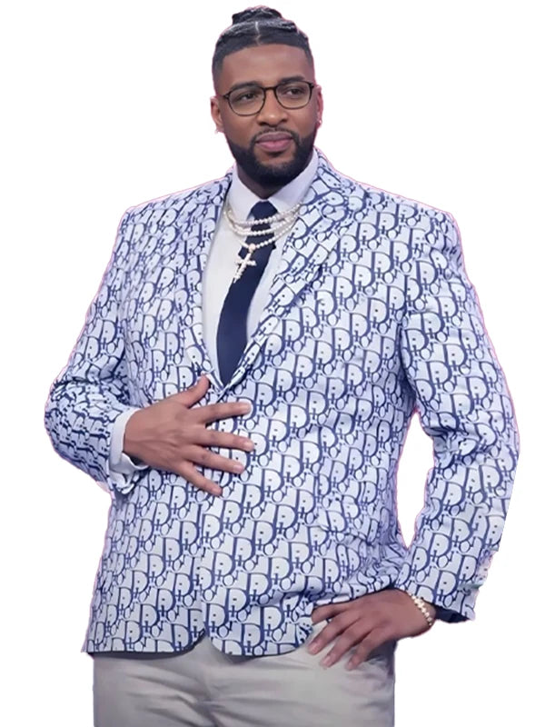 Sleek Christian Dior blazer jacket worn by comedian Druski during his trolling skit with Pastor Michael Todd
