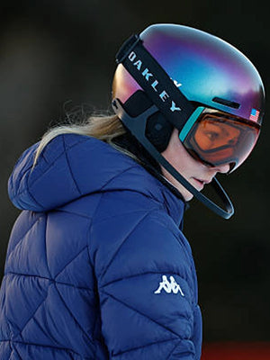 Mikaela Shiffrin inspired Kappa quilted blue jacket Milano Cortina 2026 design with sporty detailing and cozy interior feel