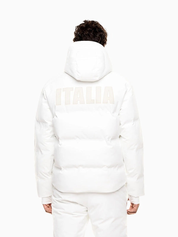 Recreated Winter Olympic Milano Cortina 2026 Sergio Mattarella EA7 Team Italy jacket featuring stand collar and sleek silhouette