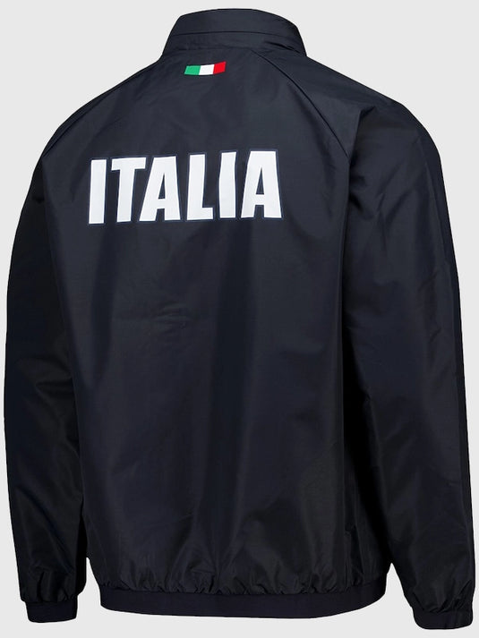 Milano Cortina 2026 themed navy full-zip tech jacket by EA7 Emporio Armani featuring weather-resistant materials and clean design
