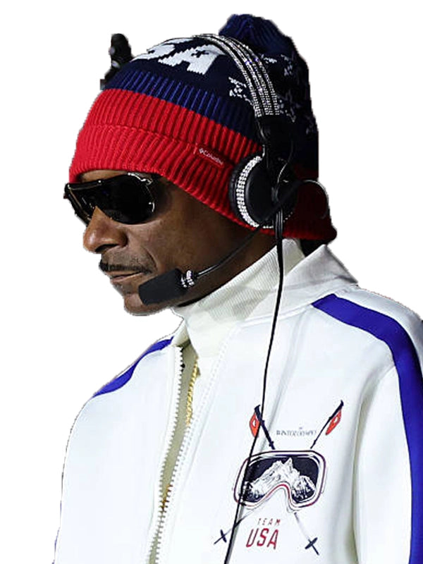 Recreated Milano Cortina 2026 Winter Olympics Snoop Dogg Team USA track jacket featuring ribbed collar and clean zip front closure