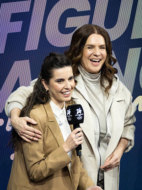 Katherine Witt Milano Cortina 2026 wool trench coat in off-white featuring belted waist and classic overcoat design