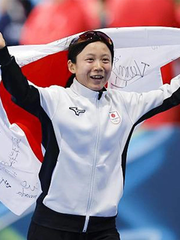 Recreated Milano Cortina 2026 Winter Olympics Opening Ceremony Team Japan Kaori Sakamoto jacket in white and black with sleek insulated design