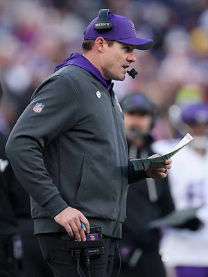 Recreated 2025 Vikings coach bomber jacket in black featuring a modern sideline-ready silhouette