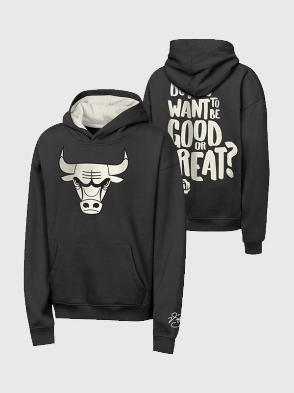 RECREATED Mitchell & Ness Chicago Bulls Derrick Rose Good or Great hoodie in black with pullover design
