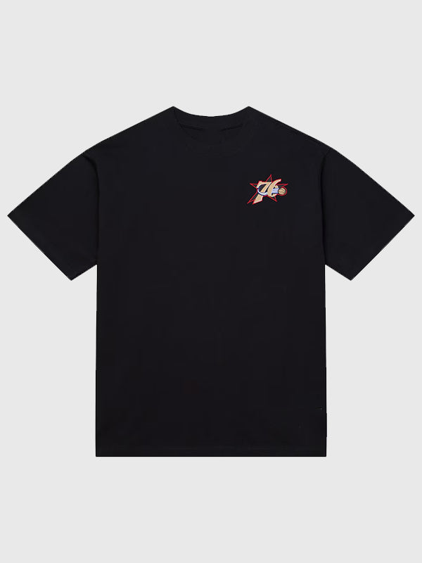 Black Allen Iverson The Answer Philadelphia 76ers t-shirt recreated with statement front design and clean finish