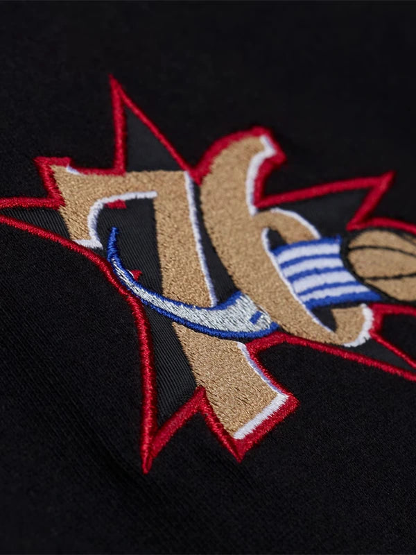 Recreated Mitchell & Ness Allen Iverson Philadelphia 76ers The Answer black t-shirt with bold chest graphic