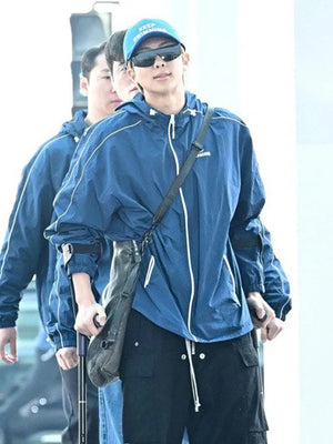 BTS Keep Swimming hoodie style jacket in blue recreated with cozy feel and contemporary fit