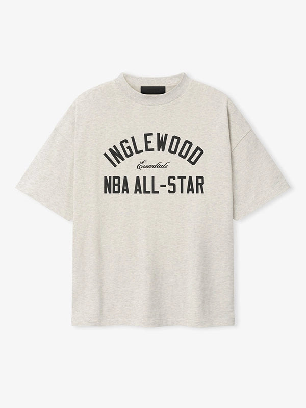 Grey Essentials Inglewood x All Star Weekend ’26 90s tee featuring vintage-inspired text and casual streetwear style