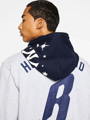 RECREATED Billionaire Boys Club x New York Yankees Blocked Zip Fleece Hoodie in Grey & Black showcasing a relaxed silhouette with bold contemporary design