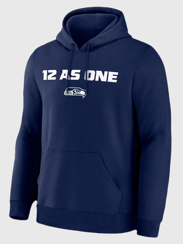RECREATED unisex Seattle Seahawks Super Bowl LX College 12 As One navy pullover hoodie design