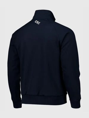 Recreated Chelsea FC Heritage Collection navy track jacket with smooth fabric finish and streamlined fit