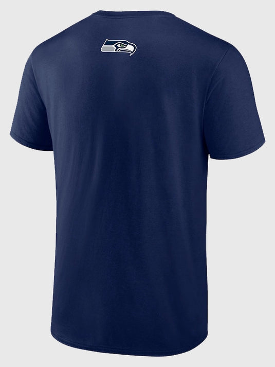 Recreated Seahawks College Muckleshoot Tribe t-shirt in navy featuring a timeless college aesthetic
