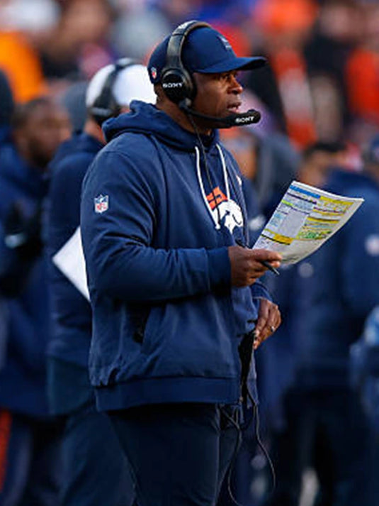 Denver Broncos unisex sideline bomber jacket in navy designed for everyday wear with team-inspired styling