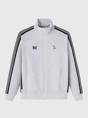 Recreated OVO x Needles 2026 grey track jacket crafted from midweight fleece with relaxed athletic styling