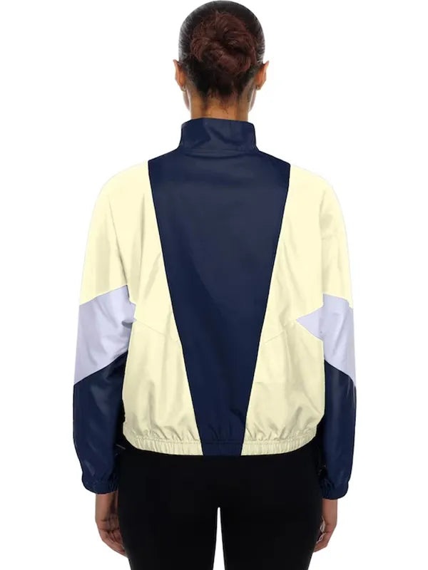 Navy and cream Los Angeles Dodgers New Era City Connect windbreaker jacket recreated with full-zip closure and sleek athletic styling