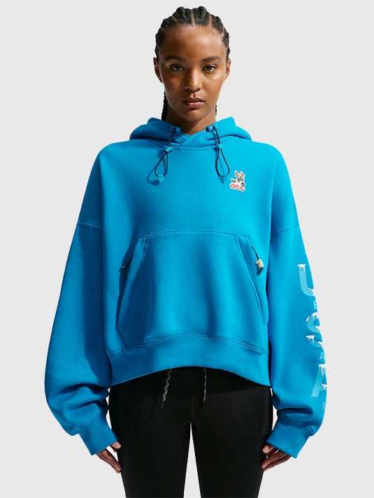 Blue oversized fleece pullover hoodie recreated from Nike ACG x Team USA Olympic 2026 design