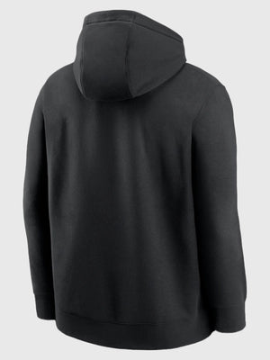 Unisex Nike Oregon Ducks Ohana 2025 hoodie in black with warm club fleece fabric and ribbed trims.