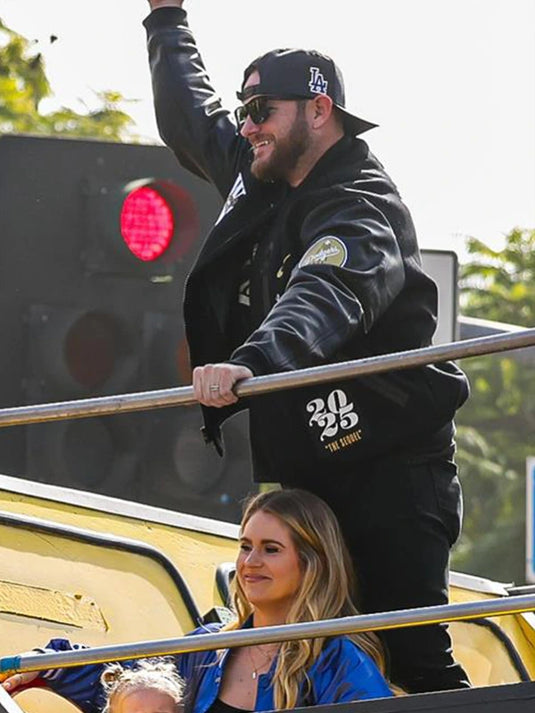 Recreation version of Dave Roberts 2025 Dodgers Parade Jacket crafted with lightweight fabric and championship motifs.