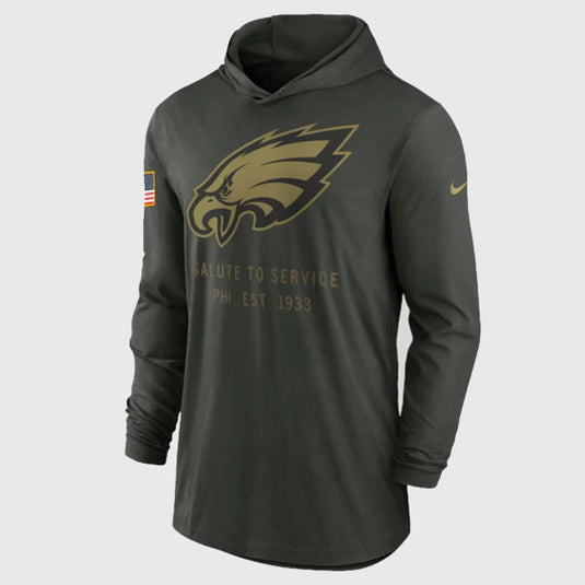 Philadelphia Eagles 2025 Salute to Service Hooded Long Sleeve T-shirt