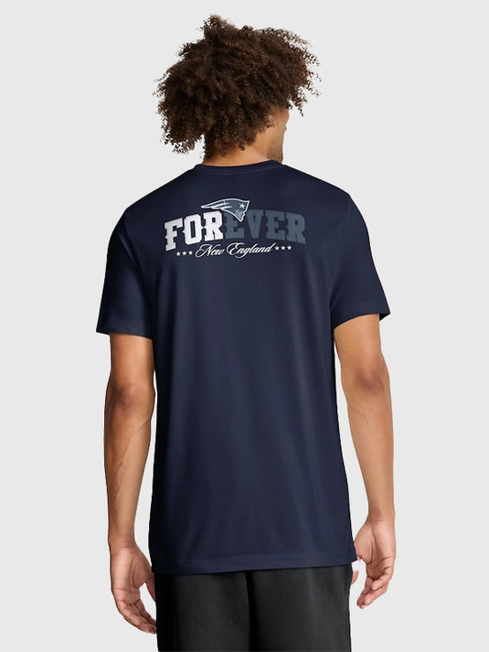 Navy Nike Club Legend T-shirt associated with the New England Patriots 2025 Rivalries Collection