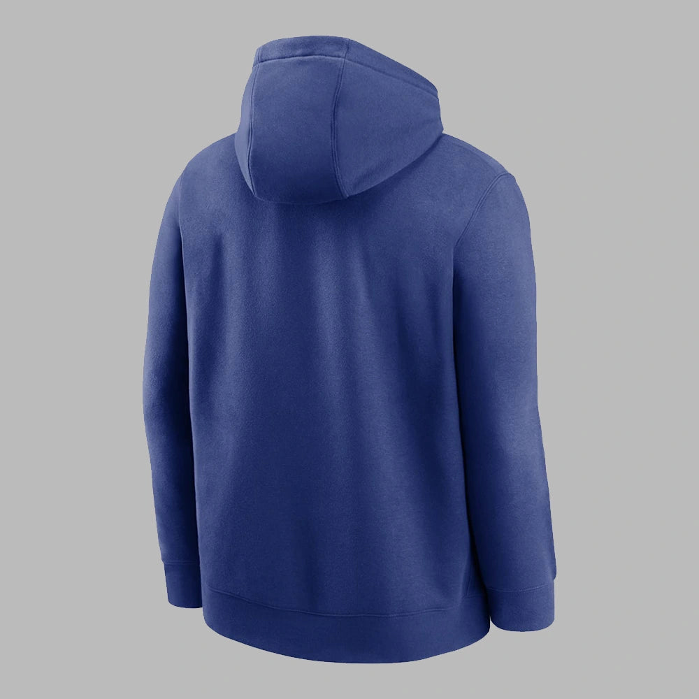 Nike Royal Dodgers 2025 World Series Champions Hoodie Recreation edition featuring home plate design and premium fleece build.