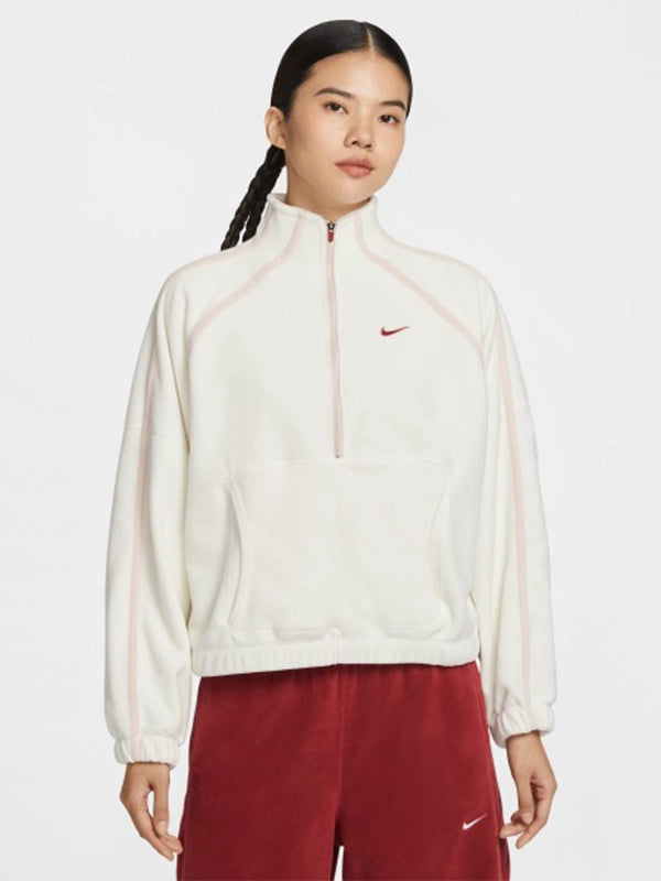 RECREATED Nike Chinese New Year oversized fleece pullover jacket in off-white with a relaxed 1/2 zip design
