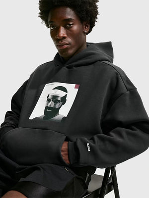 RECREATED Nike LeBron Masked Menace Black Fleece Hoodie offering plush comfort with contemporary basketball-inspired styling