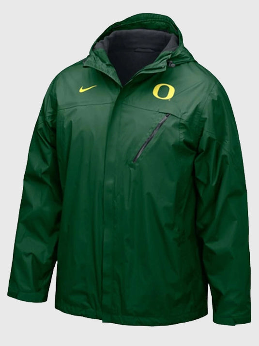 Nike athletic hoodie jacket, Oregon Ducks green Storm-FIT full zip fanwear