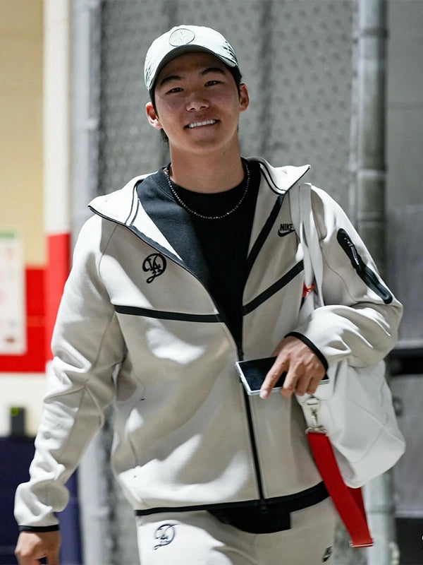 Grey Los Angeles Dodgers 2026 Nike Tech Fleece Windrunner jacket recreated with lightweight warmth and modern performance style
