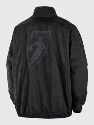 Black full-zip track jacket featuring WNBA Legends basketball design, RECREATED with Nike-inspired detailing and a breathable lightweight build