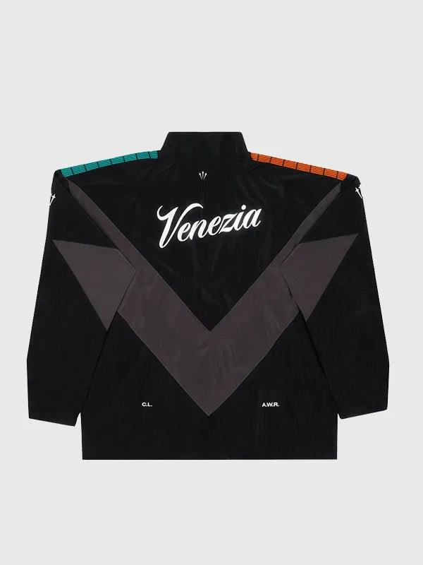 Black Nike Nocta x Venezia 25/26 track jacket designed with ribbed trims and sleek sport-inspired silhouette