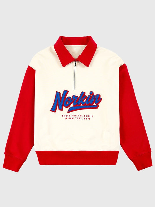 Golf Wang x Marty Supreme 2025 Norkin quarter-zip pullover sweatshirt in red featuring soft fleece fabric and a relaxed fit