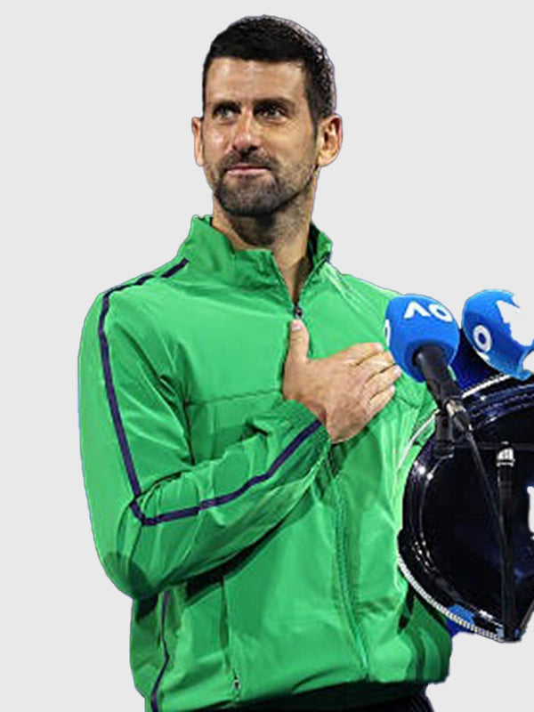 Novak Djokovic RECREATED Australian Open 2026 Lacoste green full-zip track jacket with premium fabric