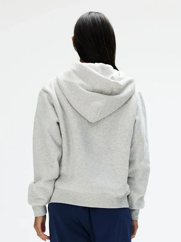 Parke 2026 Varsity Zip Up Hoodie featuring cozy fleece texture, full zip closure, and understated modern athletic styling
