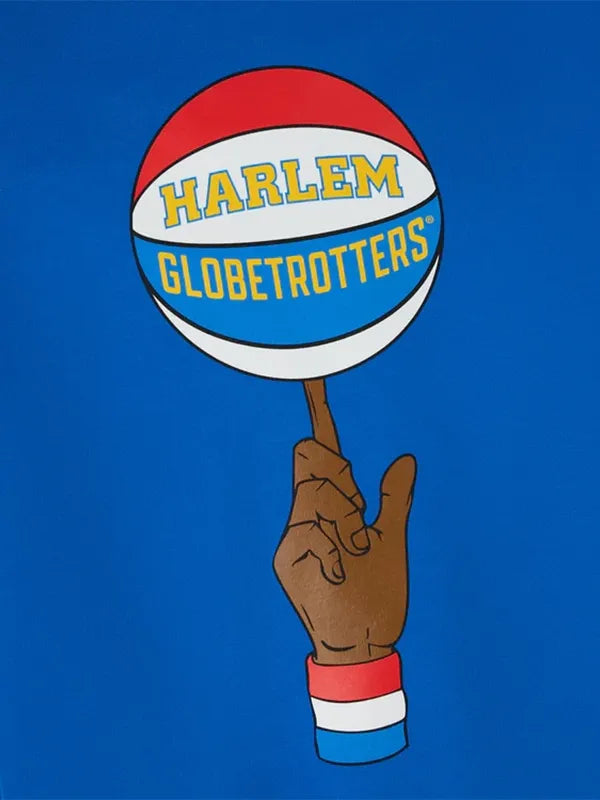 RECREATED OVO Harlem Globetrotters Pullover Fleece Hoodie featuring a roomy hooded fit with contemporary fan-inspired styling