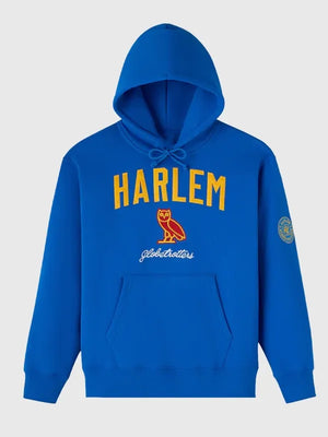 RECREATED OVO Harlem Globetrotters Blue Fleece Pullover Hoodie designed with cozy interior fleece and clean casual styling