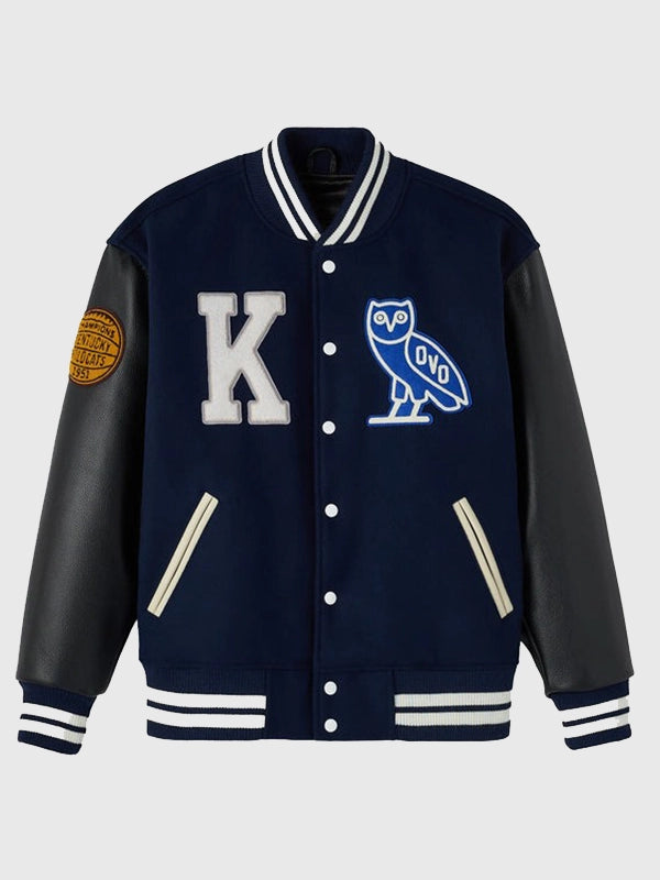 RECREATED Octobers Very Own 1951 Kentucky Wildcats Navy Wool Varsity Jacket designed with a structured collegiate fit and timeless athletic styling