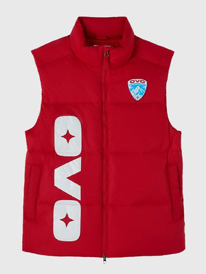 RECREATED OVO Winter Survival 2026 Alpine Bounce vest in red with modern quilted detailing