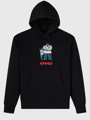 OVO x Marvel Mr. Fix It black pullover graphic hoodie recreation designed for comfort with bold printed detailing