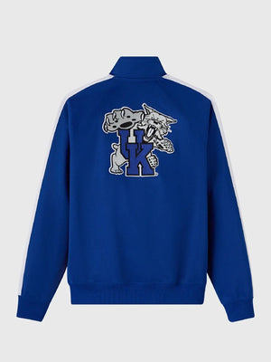 RECREATED October’s Very Own 1998 Kentucky Wildcats Two-Tone Warm Up Jacket in Blue and White showcasing a streamlined sporty design with retro team aesthetics