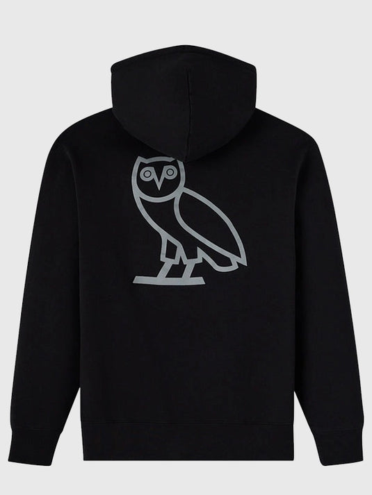OVO x Marvel Mr. Fix It black graphic hoodie recreation designed with a relaxed silhouette and eye-catching print