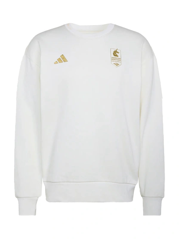Adidas 2026 Boston Marathon ALL SZN crewneck sweatshirt in off-white recreated for casual, everyday wear