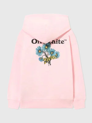 RECREATED Pink Off-White 2026 Daisy Tape Hoodie showcasing signature branding details with a soft and comfortable fleece build